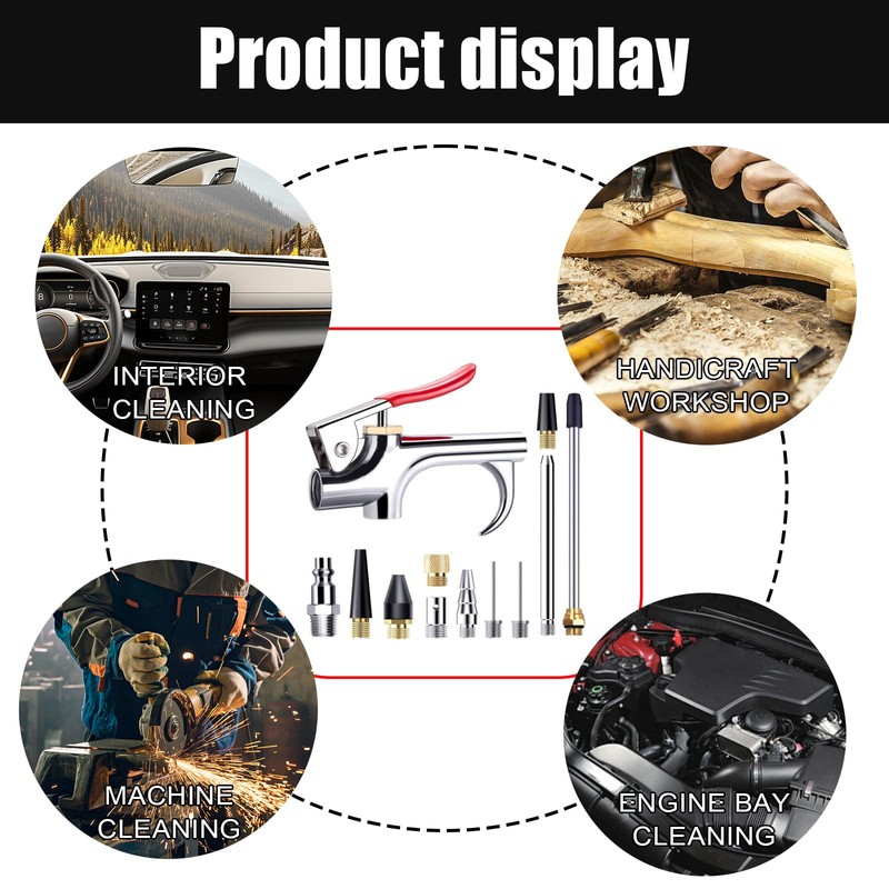 ZIMISI 2-Way Connection Air Nozzle Blow Gun Kit, Air Compressor