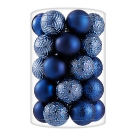 34ct Navy Blue Christmas Ball Ornaments Shatterproof Plastic Christmas Tree Decorations for Xmas Party Home Office Holiday Decor -Small Size (1.57", 40mm)