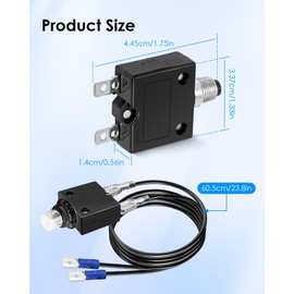 3 AMP 5 AMP Fuse Saver for Circuit Breaker Rated 32V DC & 125/250V AC, Fuse Tester Manual Reset 32V, Push Button Circuit Breaker with 18 AWG Wires Hex Nut Grip Nut Ring