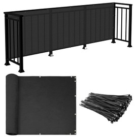 E&K Sunrise 3' x 10' Balcony Privacy Fence Screen Cover with Zip Ties Outdoor Screen Fence UV Protection for Deck Patio Backyard Apartment Pool Porch (Black)