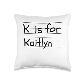 Funny Name K is for Kaitlyn Kindergarten Tag Kids Novelty K is for Kaitlyn Custom Name Girl School Teacher Throw Pillow, 16x16, Multicolor