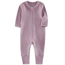 O2 BABY Organic Cotton Baby Footless Pajamas, Zip Front Baby Boys Girls Romper, Long Sleeve Sleep and Play (12-18 Months, Mauve orchid)