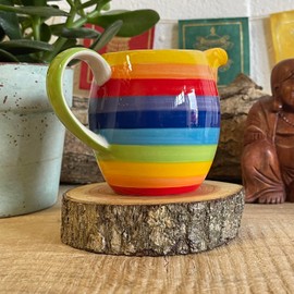 Hand Painted Rainbow Stripe Ceramic Milk jug 225 Millilitres