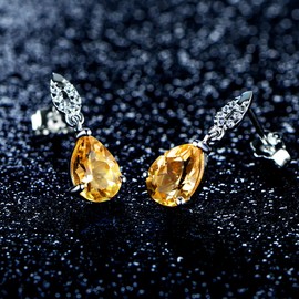 JIANGXIN Elegant 925 Sterling Silver Ladies Earrings, Hypoallergenic to Metal, Birthstone Adopted, 925 Silver, Women's Stud Earrings, Both Ears, Water Droplet, Style for Women, Birthday, Wedding, Gift