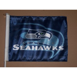 NEW "  SEATTLE SEAHAWKS  " RICO CAR WINDOW DOUBLE IMAGE FLAG