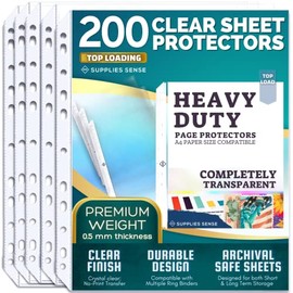 Sheet Protectors for 3 Ring Binder - 200 Heavy Duty Plastic Page Protectors for 3 Ring Binder - Sleeves 8.5 x 11 for Paper & Documents