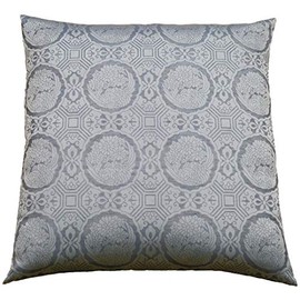Summer Zabuton Round Flower Pattern Linen Blend Fabric (Hojimae Buddhist Buddhist Altar Japanese Style for Temples) 022 (Blue, Zabuton Cover, Gold Orchid Size (26.4 x 26.8 inches (67 x 68 cm))