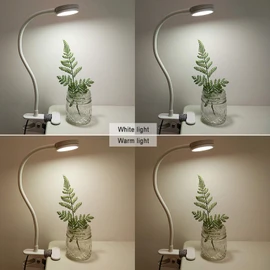 LEPOWER Clip on Light/Reading Lights/Book Light Color Changeable/Night Lights Clip on for Desk, Bed Headboard and Computers, Adapter Included (White)