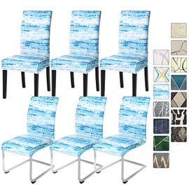 Alishomtll Stretch Chair Covers, Set of 4/6, Blue Chair Covers, Swing Chair, Elastic Chair Covers, Removable Washable Dining Room Chairs Covers for Restaurant, Hotel, Banquet (Blue, 6 Pieces)