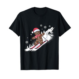Gingerbread Man Christmas Skiing Down Gifts Winter Xmas Kid T-Shirt