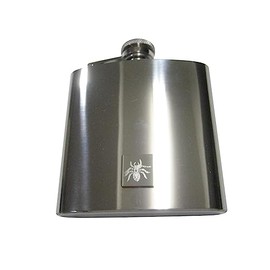 Silver Toned Square Etched Tarantula Spider Bug Insect 6 Oz. Stainless Steel Flask