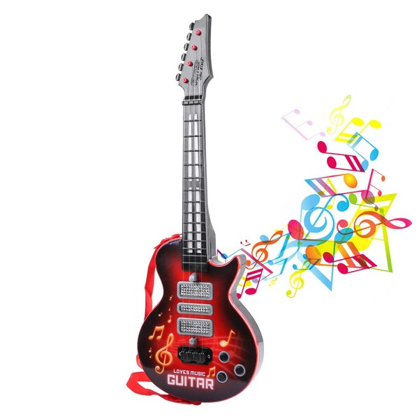 M SANMERSEN Kids Guitar Toy 4 Strings Electric Guitar for Kids Toddler Guitar with Strap Light Up Musical Toys for 3 4 5 Year Old Boys Girls Gifts