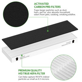 CFKREYA Replacement HEPA Filter, Compatible with Fellows Air Puri-fier AeraMax 90, AeraMax 100, 2 H13 True HEPA Filter with 6 Extra Carbon Pre-Filters. Part# 9287001, 9324001.