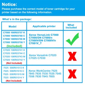 LCL Compatible Toner Cartridge Replacement for Xerox Versalink C7000 C7000/DN C7000/N C7000V/DN C7000V/n C7001VT 106R03757 106R03760 106R03759 106R03758 High Yield (Black Cyan Magenta Yellow 4-Pack)
