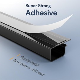 Delamu 4 Pack Delamu Cable Management Under Desk- J Channel Cable Raceway, 62.8'' Cord Cover Hider- Self Adhesive Cord Cable Organizer for Desk Wire Management- Cable Management Tray, 4X15.7'', Black