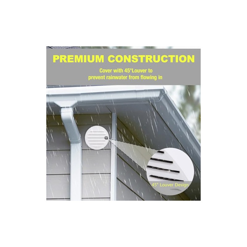 Round Aluminum Louver with Insect Screen, 2 Inches, White, 6-Pack