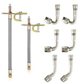 8 Pieces Tire Valve Extension, 2 Pieces Dual Tire Valve Extension Valve Stem Installation Tool with 6Pcs 45 90 135 Degree Brass Valve Stem Extender Tire for RV Bike Motorcycle Car (7.1 in, 11.8 in)