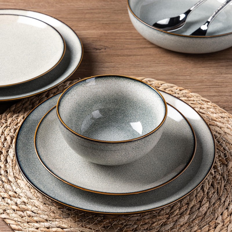 GBHOME Ceramic Dinnerware Sets for 4, 12 Pieces Stoneware Plates
