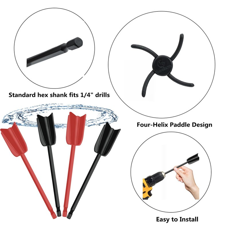 Getrays Resin Agitator Paddle, 4 Pieces Strong Mixing 1/4" Bit