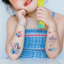 Glitter Unicorn Temporary Tattoos for Girls - 12 Sheets 120+ Styles Unicorn Mermaid Glitter Fake Tattoo for Kids Girls Birthday Party Supplies Favors Q748