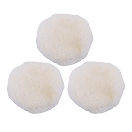 Partuto 3pc 6" 150mm Universal Wool Polishing Buffing Pad - Auto Woolen Buffing Waxing Pad Car Polisher Buffer Drill Attachment with Straps Wool White