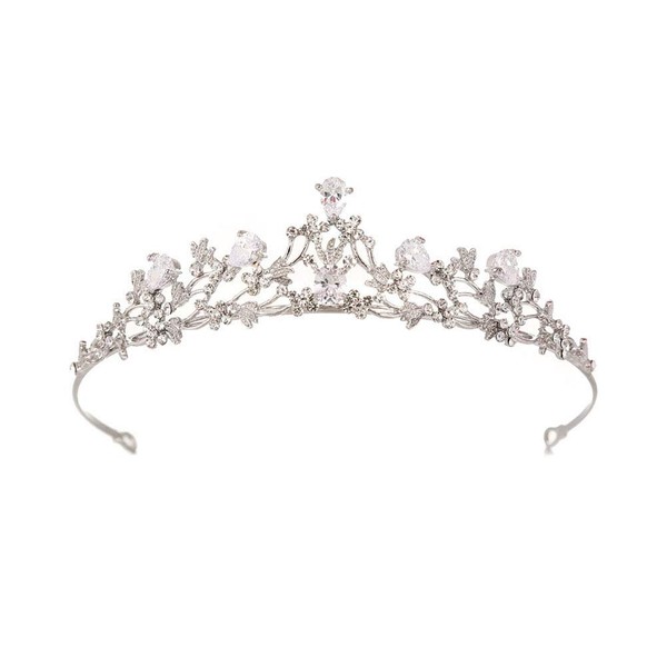 Frcolor Crystal Flower Tiara Rhinestone Bridal Wedding Crown Girl Pageant Princess Crown Headband