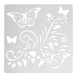 FINGERINSPIRE Butterfly Metal Stencils 6 Inch Square Scrapbooking Drawing Stencils Stainless Steel Flowers Pattern Painting Stencils for Crafting,Engraving, Pyrography, Journal and Wood Burning
