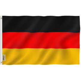 Anley Fly Breeze Bandera de Alemania de 3 x 5 pies, Color Vivo y Resistente a la decoloración UV, cabecera de Lona y Doble Costura, Banderas alemanas de poliéster con Ojales de latón