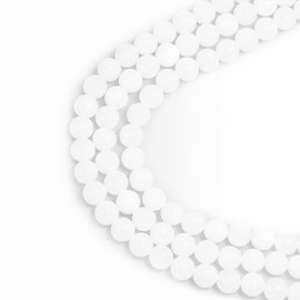 4mm Natural Gemstone Round Small Beads for Jewelry Making White Jade Crystal Beads for Bracelets Necklace Earrings Making Supplies (15"/Strand)