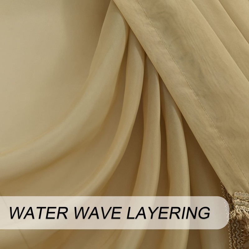 OYRING Beige Waterfall Sheer Window Curtain Valance for Living Room