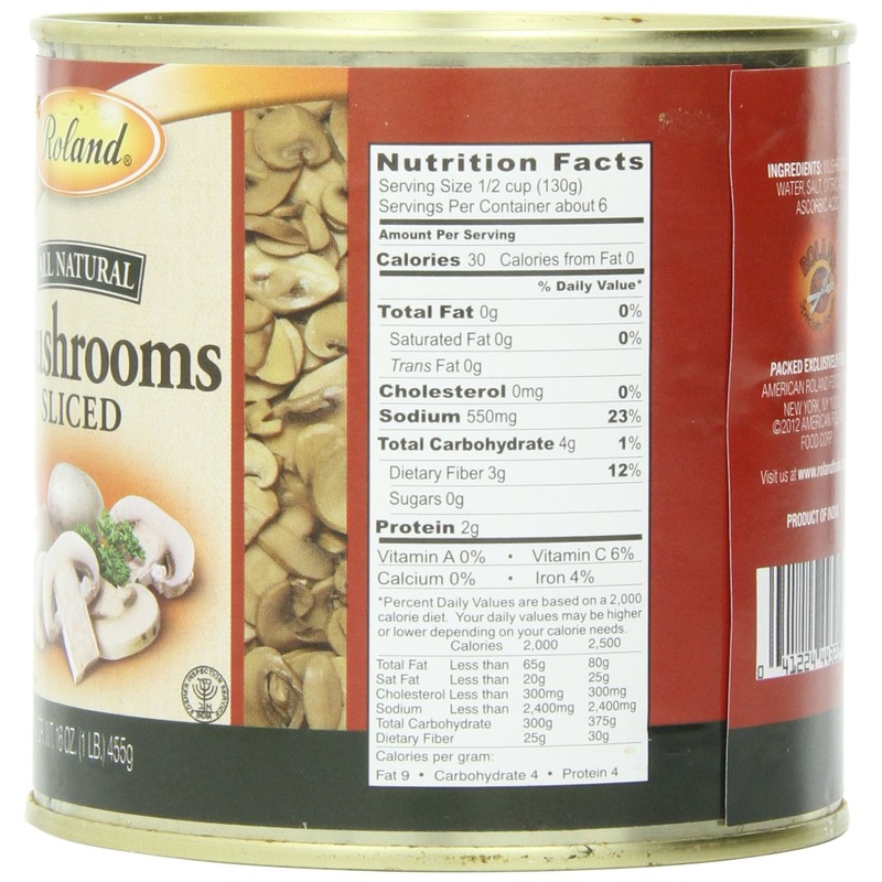 Roland Foods Canned Sliced Button Mushrooms, 16 Ounce Can, Pack