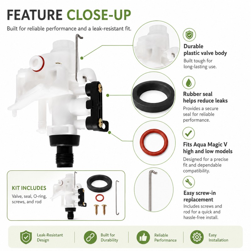 RV Toilet Water Valve Replacement Kit for Aqua Magic V