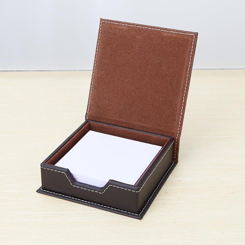 FSSTUD PU Leather Sticky Note Holder Notepad Memo Paper Storage