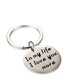 Meiligo® Boyfriend Girlfriend Gift Key Chain in My Life I Love You More Key Chain Pendant (Silver)