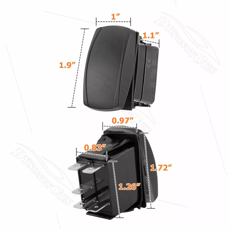 DYSO 1-Lead 10FT Wiring Harness Kit ON/OFF Rocker Switch 12V