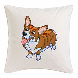 Reifen-Markt Kissenbezug 40x40cm SÜSSER Welsh Corgi Pembroke SCHAUT EINEM LIEBEVOLL AN Hunderasse HAUSHUND BRITISCHE HÜTEHUNDE Corgi WELPEN aus Mikrofaser in Weiß