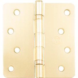 Stone Harbor Hardware Stone Harbor Hardware 4" Ball-Bearing Door Hinges, 1/4" Radius Corner, Polished Brass, 3-Pack