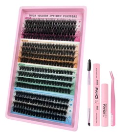 FANDIQ Fluffy Individual Eyelashes Set,60D+80D+100D+120D Volume Eyelashes Set 12-18mm 320pcs,Tatti Lashes Russian Strip D Curl DIY Lashes Kit with Eyelash Binding and