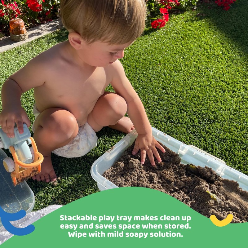 15Inch Portable Sensory Bin Play Tray with Lid, Fill with