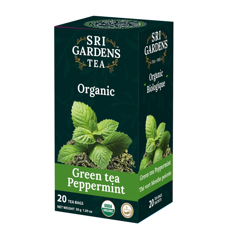 Sri Gardens Tea Green Tea Peppermint Tea Bags, 20 count