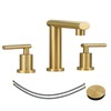 Brushed Gold 3-Hole Low-Arch 8 Inch Widespread Bathroom Faucet, Vanity