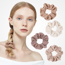 Ivyu Hair Scrunchies for Women's, for Girls Big Cotton Scrunchies Both for Thick Hair or Thin Hair Curl Hair No Crease Ponytail Holder No Hurt Your Hair, Brown Serice