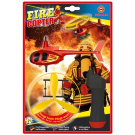 Paul Günther 1676 Fire Copter, Propeller Game for Children from 4 Years, Flying Helicopter with Start Handle, Great Flight Characteristics, Rotor Diameter Approx. 12.5 cm, Ideal as a Gift