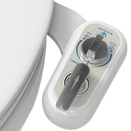 Left Handed Bidet Attachment for Toilet - Self-Cleaning control panel on left side Dual Nozzle (Frontal & Rear Wash) Non-Electric Adjustable Water Pressure, Water Bidet Toilet Seat Attachment