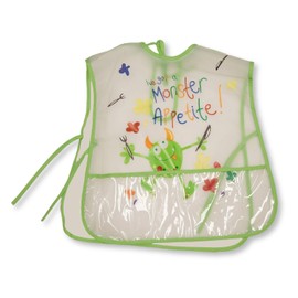 Nursery Time Large Baby PEVA Waterproof Plastic Meal Painting Bibs with Tie Fastening - 4 Motifs (Green)