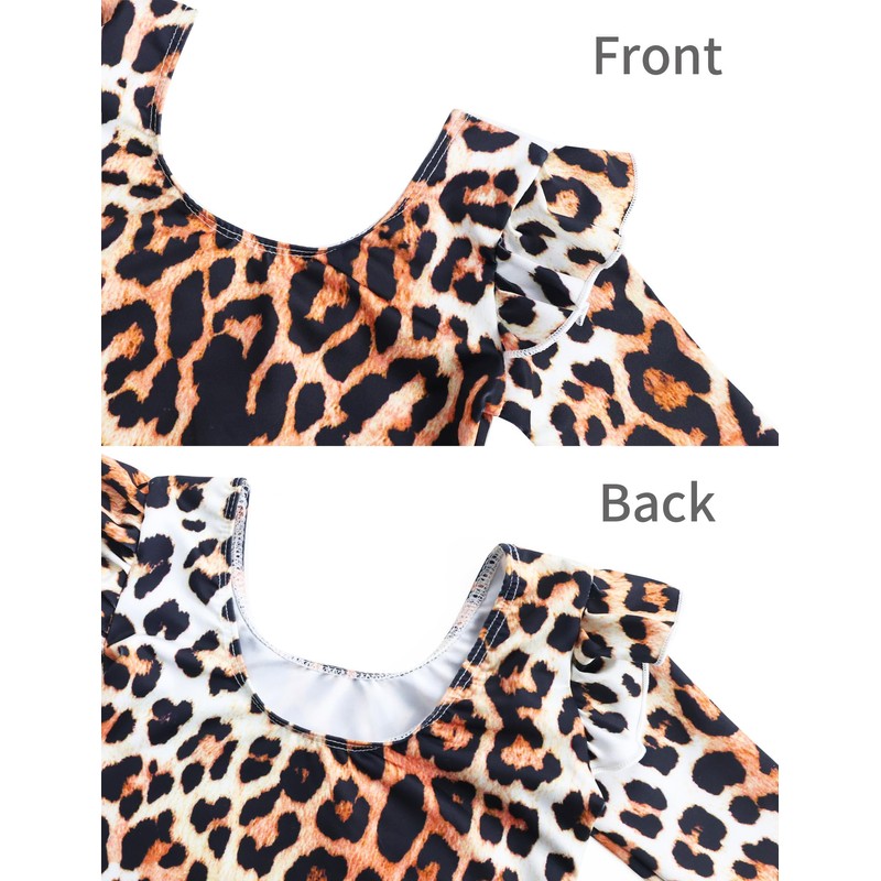 Tziharora Gymnastics Leotards for Girls,Ruffle Long Sleeve Leotards For Girls,Athletic