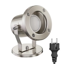 ledscom.de MIBU LED Garden Spotlight for Outdoor Use Stainless Steel with GU10 Lamp 6.826 W 630 lm 100° Warm White