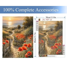 JFYHAB Diamond Painting Kits for Adults-Flowers Diamond Art Kits for Adults,5D Diamond Painting Floral,DIY Country Road Full Drill Diamond Painting Sunset Gem Art and Crafts 12x16inch