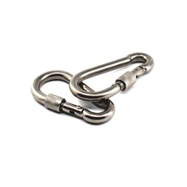 304 Stainless Steel M11 Locking Carabiner with Female Spring Buckle Suitable for Keychain, Camping, Hiking, Fishing, Backpacking Pack of 2 pcs