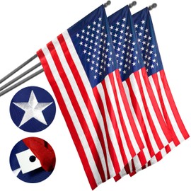 G128 3 Pack: American USA Flag | 3x5 Ft | ToughWeave Series Pole Sleeve Embroidered 210D Polyester | Country Flag, Embroidered Stars, Sewn Stripes, Indoor/Outdoor, NO Flagpole Included